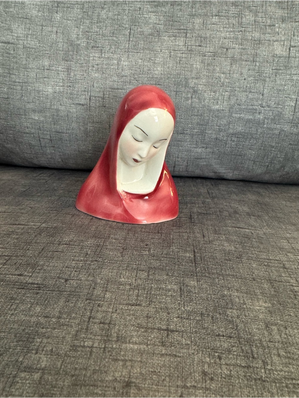 Vintage Pink Ceramic Madonna Bust Sculpture